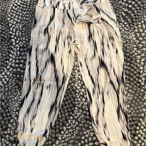 Parker Black and Cream Patterned crop/ankle silk pants